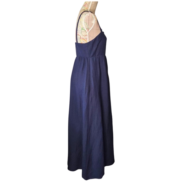 L\'AGENCE Jessamy Size 6 Navy Blue Empire Waist Linen Midi Dress NWT L\'AGENCE Jessamy Size 6 Navy Blue Empire Waist Linen Midi Dress NWT